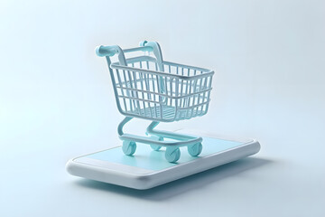shopping cart icons,parcel box on mobile phone from online shopping