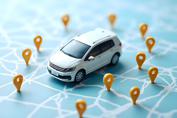 Cars following GPs with many pins in the city