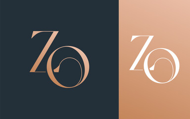 Initial letter ZO OZ logo design vector illustration for couple, wedding, and business