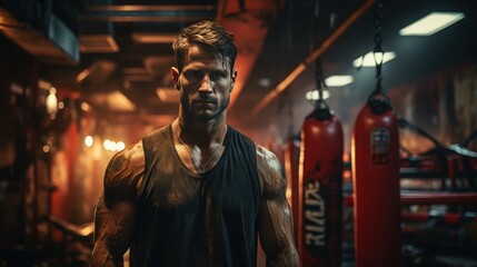 Obraz premium A boxer training in a gym with a punching bag