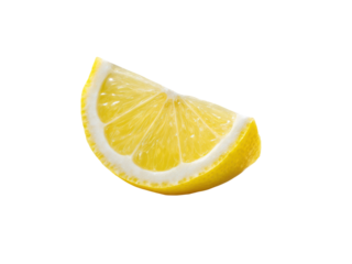 Bright yellow lemon slice with white pith and juicy pulp citrus, Isolated, Transparent Png