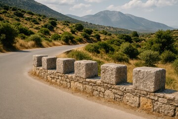 Roadside stones used as protective barriers
