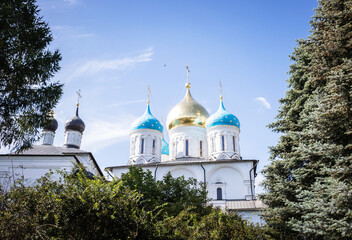 Novospassky Monastery on a summer day against the blue sky in Moscow