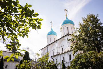 Novospassky Monastery on a summer day against the blue sky in Moscow
