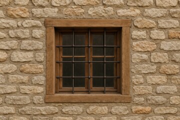 Ancient masonry with a metal-framed opening