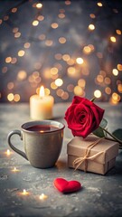 candle and rose