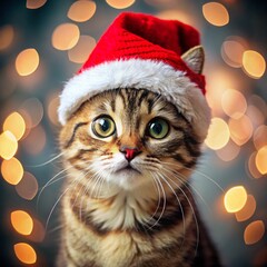 cat with christmas hat