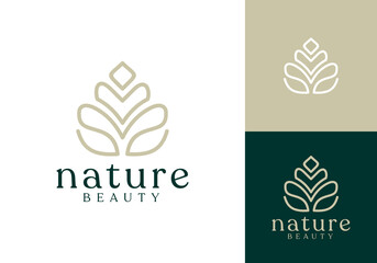 simple flower lotus logo. spa beauty salon cosmetics design concept