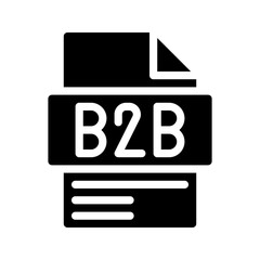 B2b glyph icon. File icon for quarterly sales data.