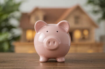 Piggy Bank in Front of a House