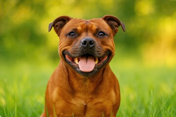Portrait of a Staffordshire Bull Terrier dog as a beloved pet