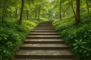 Nature-inspired staircase within a park setting