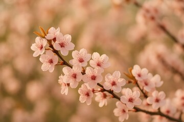 Obraz premium Close-up of a vibrant pink cherry blossom branch in spring