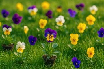 Fototapeta premium Young viola sprout in spring season
