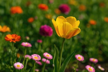 Fototapeta premium Vibrant Spring Blooms Brighten My Garden with Colorful Flowers