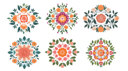 Elegant Mandala with Roses and Mandarin Blossoms – Floral Vector Art Design