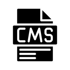 Cms Glyph Icon. Content Management System File Abbreviation Platform for managing web content