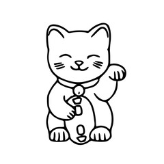 money cat waving paw line art