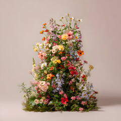 Fototapeta premium christmas tree with flowers