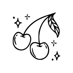 sparkling cherries line art