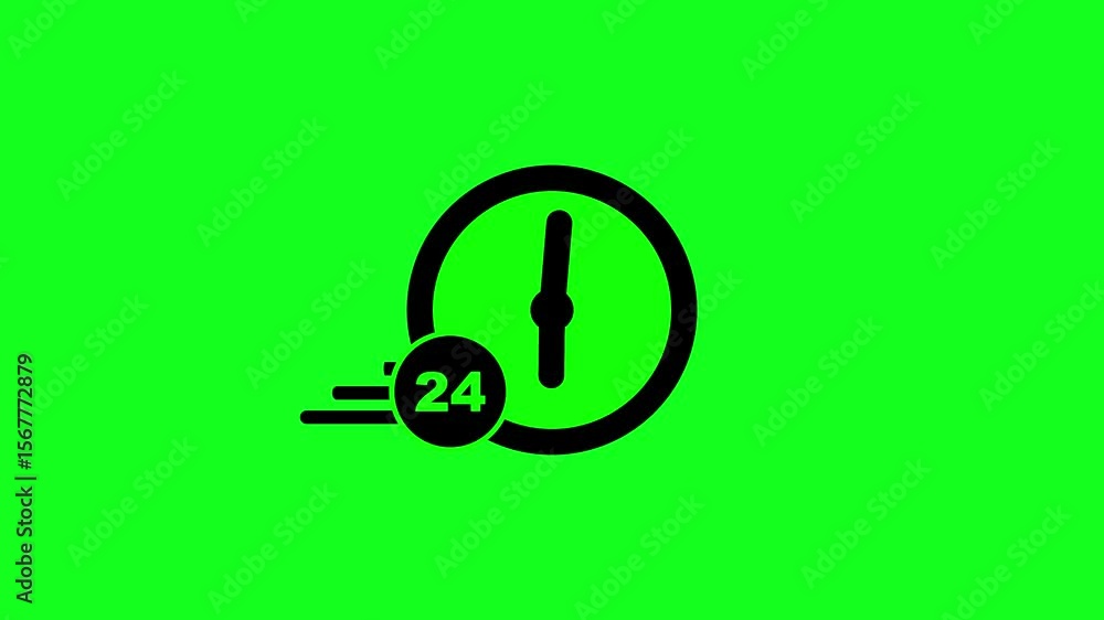 Poster 24 hours fastest clock icon animation .24 hours customer service icon isolated , time icon. 24 hours