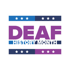 National Deaf History Month. Celebrated from March through April in United States. In honour of the achievement of the deaf and hard of hearing. Poster, postcard, banner. Vector illustration