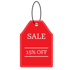 Single red price tag icon isolated on white background in vector EPS 10 format, flat style design element for sale, discount, shopping, or marketing promotions in retail and ecommerce.