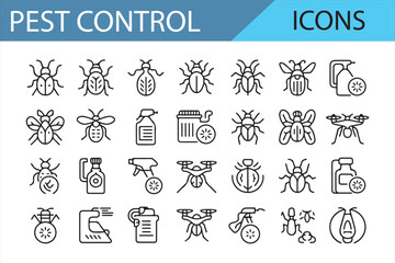 Various Pest Management Icons for Bugs, Mosquitoes, and Pest Control