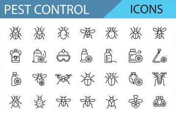 Set of Pest Control and Extermination Icons for Health and Safety