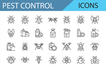 Various Pest Control Icons for Insect Management, Spraying, and Extermination