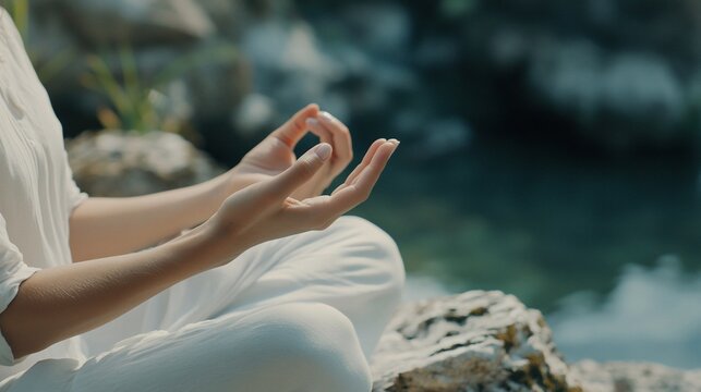 Serene meditation in nature's embrace for inner peace and mindfulness