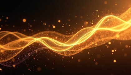 Obraz premium Golden Waves of Light in a Fluid Motion Effect
