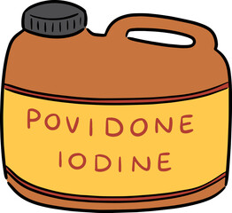 Illustration of povidone iodine bottle
