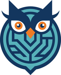 Obraz premium owl hidden in maze creative logo icon on white bac.eps