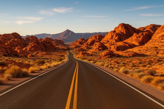 Scenic Drive through the Valley of Fire before Reaching the Park Entrance