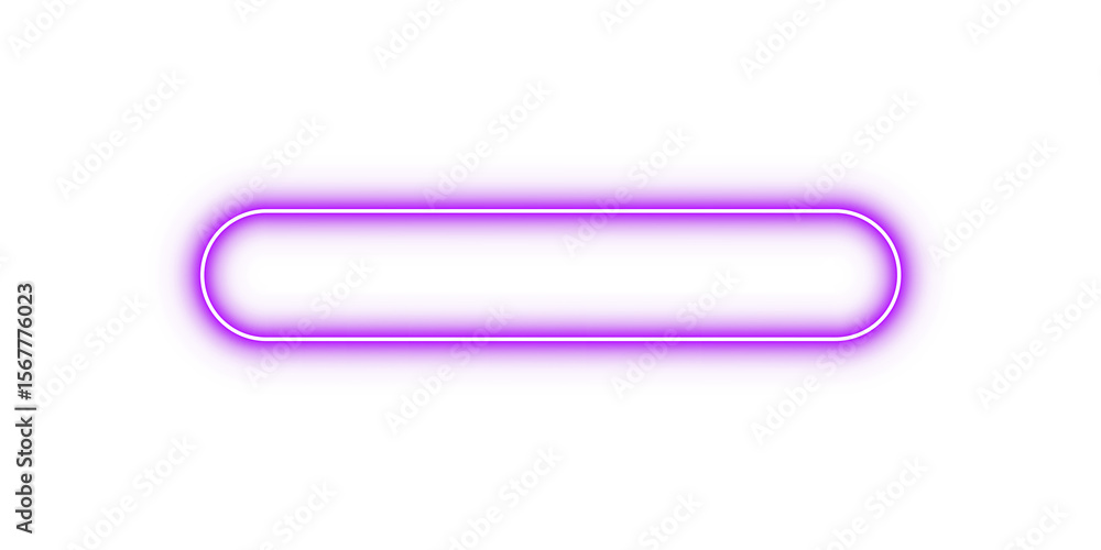 Poster bright purple neon glowing rectangle rounded frame border with light effect and transparent backgrou