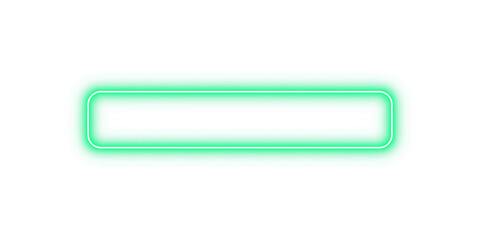 Bright green neon glowing rectangle rounded frame border with light effect and transparent background for modern design banner poster template or empty illuminated abstract decoration