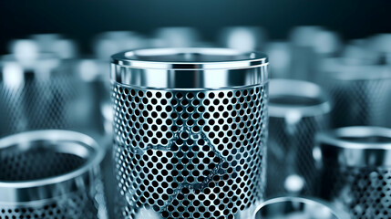 Various-sized, gleaming metal graters and strainers for cooking and kitchen preparation
