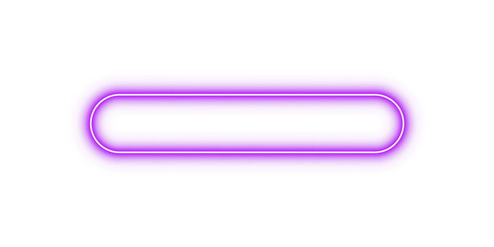 Bright purple neon glowing rectangle rounded frame border with light effect and transparent background for modern design banner poster template or empty illuminated abstract decoration