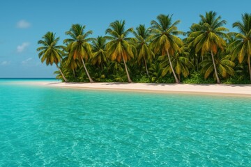 Fototapeta premium Exotic paradise with vibrant turquoise waters and lush palm landscapes
