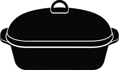 Black and white oval baking dish with lid