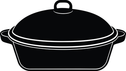 Covered cooking pot black silhouette kitchenware