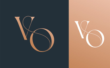 Initial letter VO OV logo design vector illustration for couple, wedding, and business