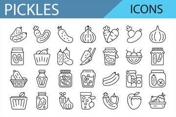 Vector Icons of Pickles, Jars, and Spices for Food and Kitchen Use