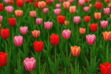 Colorful Tulip Blooming Park