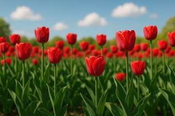 Fototapeta premium Blooming tulip garden scene