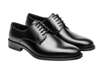 Stylish Black Leather Oxford Shoes for Men Formal Footwear Dress Shoes Business Elegant on transparent background
