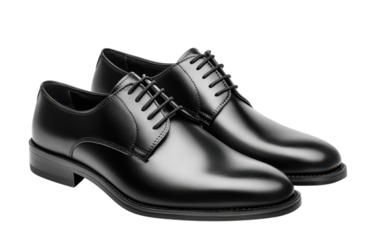 Stylish Black Leather Oxford Shoes for Men Formal Footwear Dress Shoes Business Elegant on transparent background