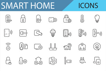Icons of Home Automation, IoT, and Connected Devices for Modern Home Designs