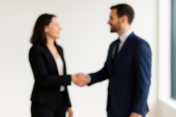 Out-of-focus professionals in a corporate setting